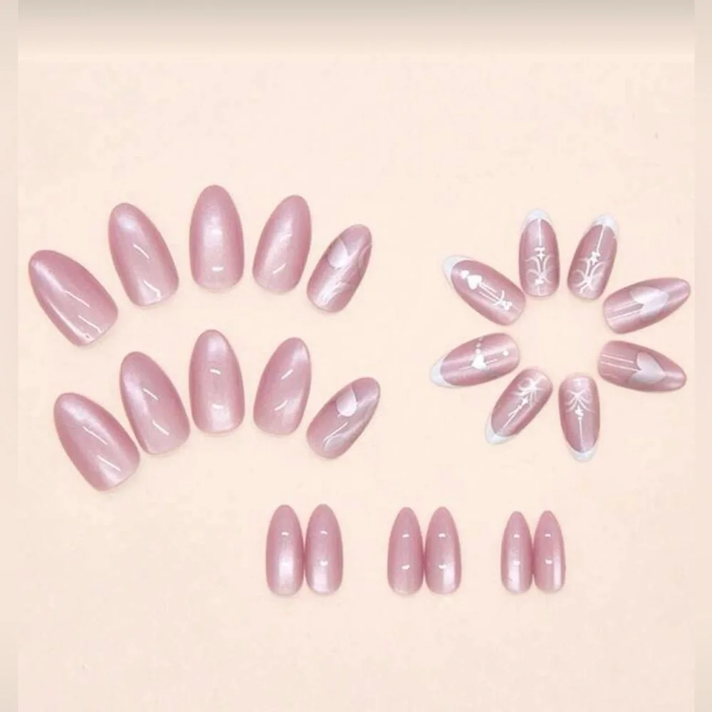 Pink and White Press On Nails NWT